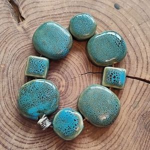 Blue Stone Elastic Bracelet Costume Jewelry Earthy